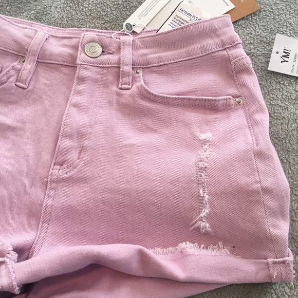 YMI Sz 3 NWT Stretch High Rise Denim Shorts. Lilac - Picture 4 of 9